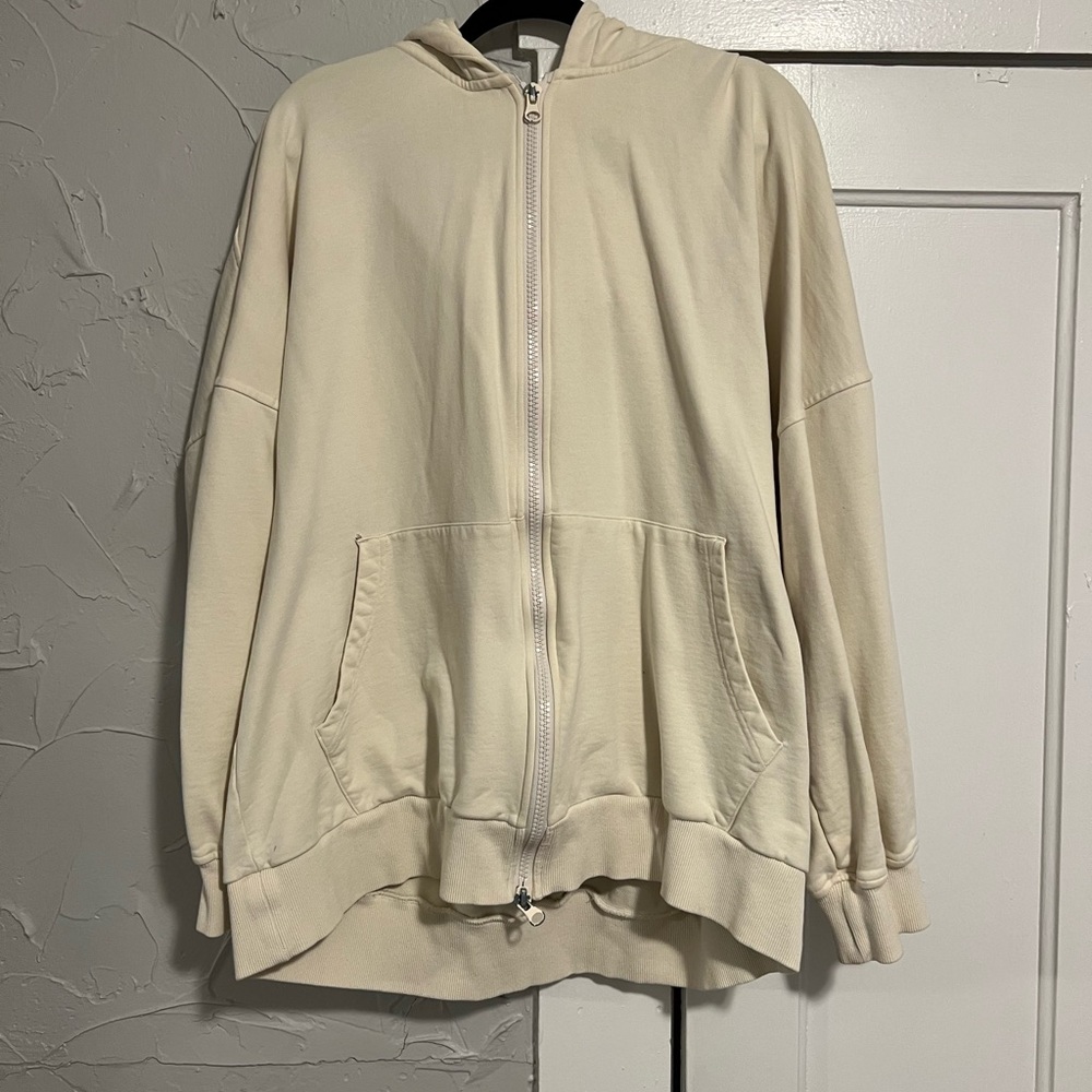 Women's Cream Zip-Up Hoodie